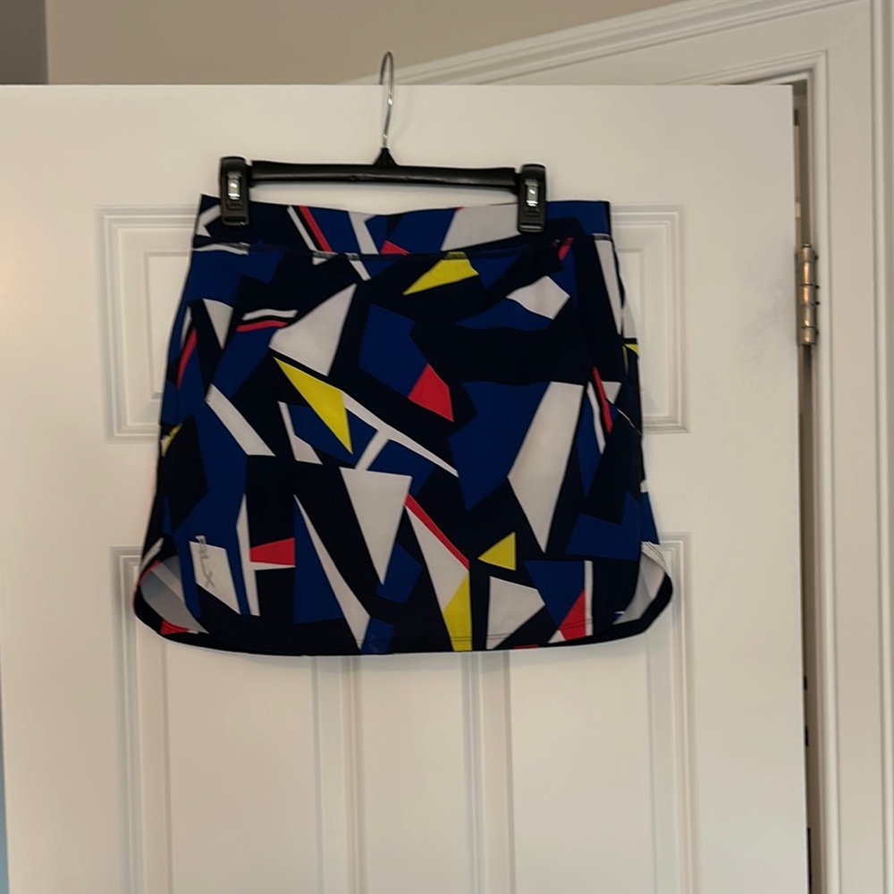 White and Yellow Asymmetrical Skater Mini Skirt